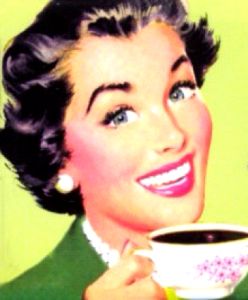 retro woman with coffee
