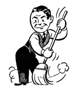 retro clipart man sweeping