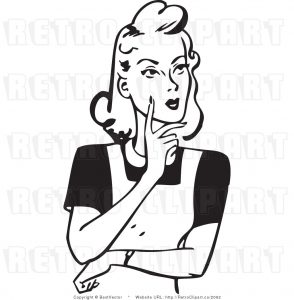 woman thinking retro clipart