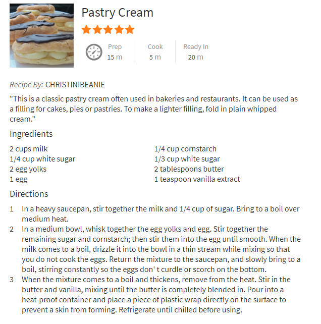 pastry cream recipe