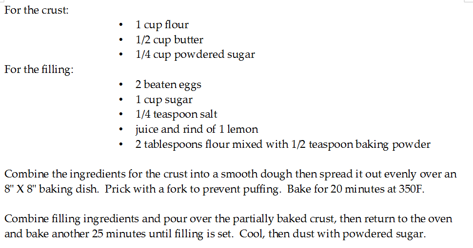 lemon bar recipe