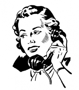 retro woman on phone clipart