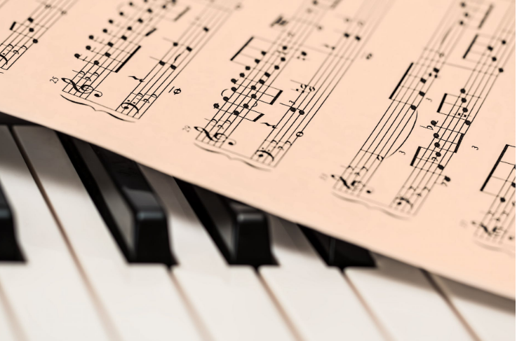 keyboard and music sheet