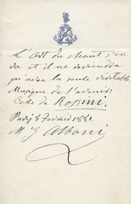 Alboni letter on bel canto